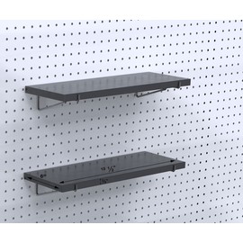 KINOMI Heavy Duty Pegboard Shelves, Value Set of 8 Pack Pegboard Shelf Brackets and 4 Pack Peg Board Shelves for Garage, Home, Garden, Tool Shed (Black)