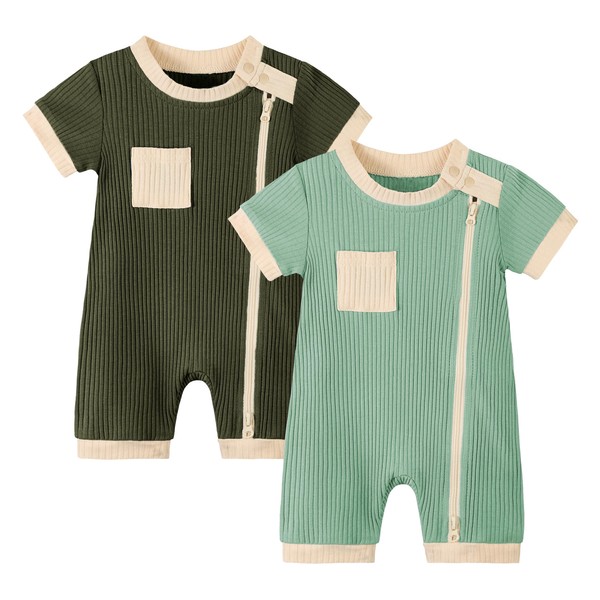 Volunboy Baby Boys' Short-Sleeved Jumpsuit Romper (Pack of 2) with
