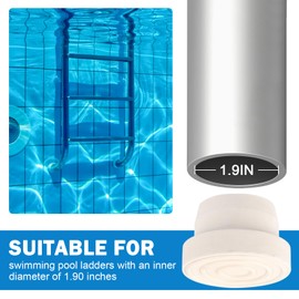 Pool Ladder Bumpers for Inground Pool, White Pool Step Rubber End Caps for 1.9" Swimming Pool Ladder Tubing Protective Pool Liner Pool Ladder Replecement Parts (2-Pack)