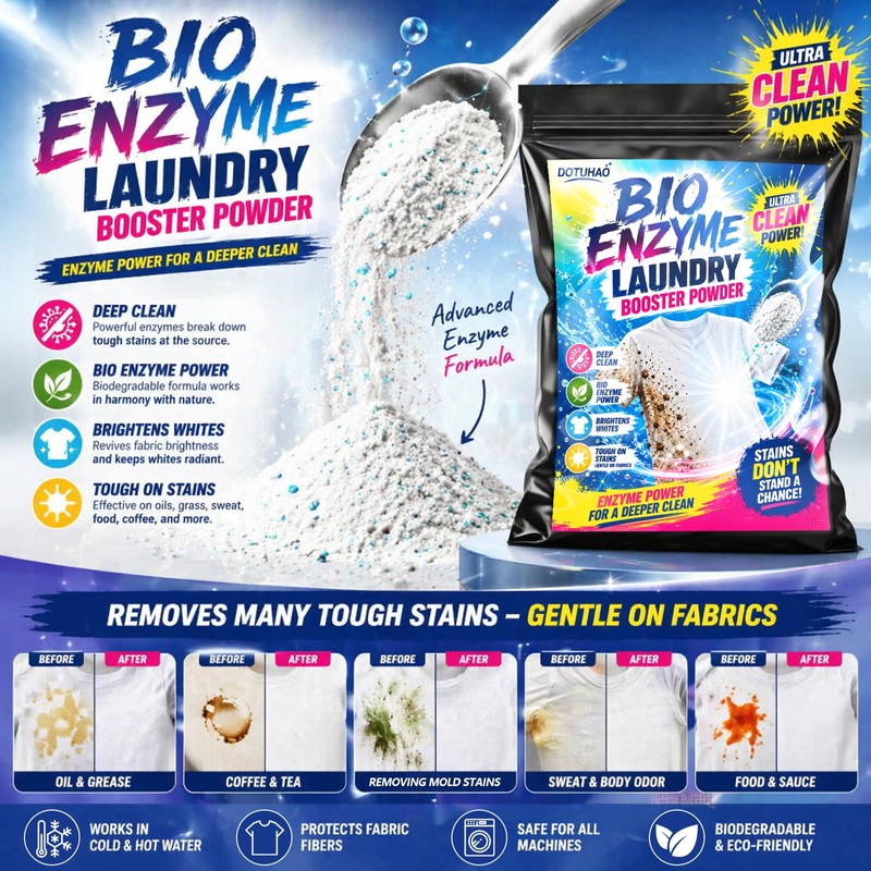 Bio Enzyme Laundry Booster Powder, 16oz Deep Clean Stain