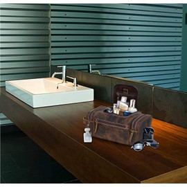 VC VINTAGE COUTURE Genuine Leather Toiletry Bag for Men - Extra Large Leather Men's Toiletry Bag for Traveling Hanging, Real Leather Dopp Kit for Men Leather Shaving Bag for Travel