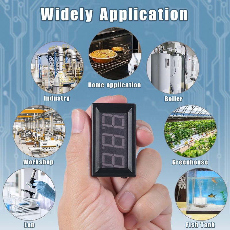 FBBULES LED Digital Thermometer with K-Type Thermocouple Probe, Waterproof, -30-800