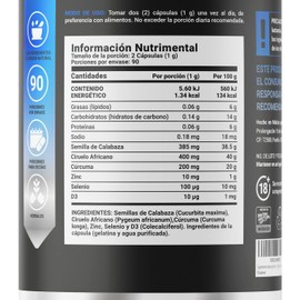 Pros Blend de 180 Cápsulas. Ingredientes naturales: Ciruelo Africano, Curcuma y Calabaza. Prostate Blend B Life.