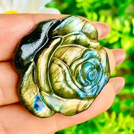 Natural Labradorite Hand Carved The Roses Quartz Crystal Healing Stones Decor Gifts Natural Stones and Minerals