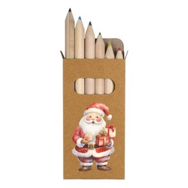 Azeeda 6 x 'Cute Christmas Santa' Short 85mm Pencils/Coloured Pencil Set (PE00056582)