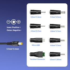 41W Universal AC Adapter 6V 9V 12V 2A MAX, 15V 18V 20V 24V 1.5A MAX Power Supply with 5V 1A USB Port, Multi Voltage AC DC Charger Cord with 8 Selectable Adapter Tips