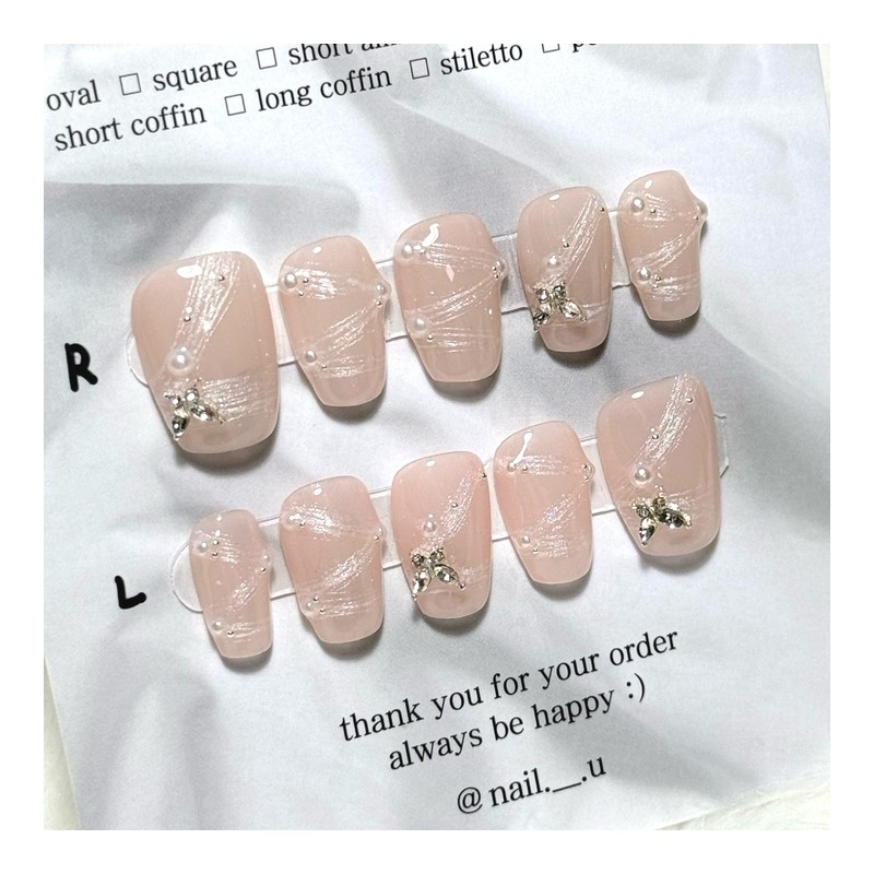 Wedding Butterfly Handmade Nail Tips - Mini Oval / 웨딩