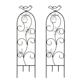 Hosley Set of 2 Iron Wave Pot Trellis 28 Inch H Ideal Gift for Floral Arrangements Wedding Party and Use Next to Structures Home or Office or in Planters for Growing Floral Plants Vines and Vegetables