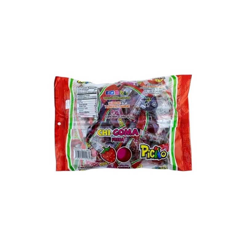 Picao Chi-Goma Fresa - Gomita sabor fresa cubierta con dulce