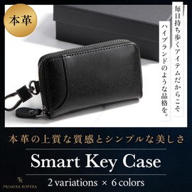 primera ropera Key Case, Compatible with Smart Keys, Made by Skilled Leather Artisans, Genuine Leather, Smart Key Case, 6 Hooks, Carabiner, Car, Leather, Key Holder, Card, Key Brand, pink2