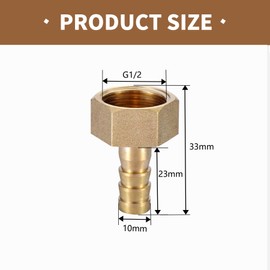 JIHXYER Brass Nozzle Connector 10 mm G1/2 Adaptor for Hose with Female Thread Pack of 2