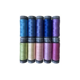 Aurifil Hydrangea Sheena Norquay Floral Purple Blue Pink Green Collection 28 Weight Cotton Quilting Thread Set of 10 SN28HC10 Ideal for Sewing, Quilting and Patchwork