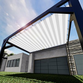 Goleray 11'x22' Sun Shade Cloth with Grommets Rectangle Sail Shade Pergola Canopy Patio Cover Outdoor Awning Gazebo Shelter, Gray White Strip