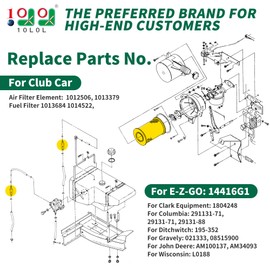 10L0L Golf Cart Tune Up Kit for EZGO Marathon 73-94, Club Car DS 84-91 Gas Model, Air Filter Fuel Filter Maintenance Kit, Replace OEM# 1013379 1012506 14416-G1