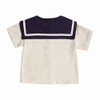 [POBIDOBY] ベビー服 子供服 セーラー服 Tシャツ＋ハーフパンツ 2点セット リネン 半袖前開き かわいい トップス