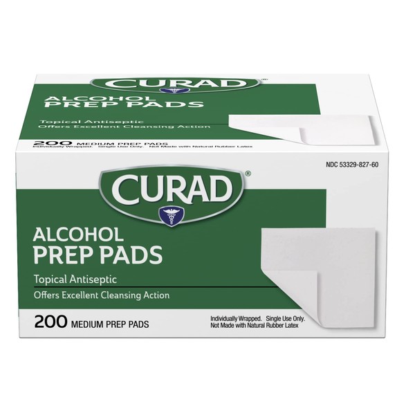 Curad Alcohol Disinfectant Prep Pads, 2-ply, Medium Size, 200 Count