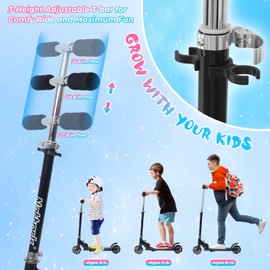 Nattork Scooter for Kids Ages 3-8 – Kick Kids Scooters for Boys & Girls Light up Wheels Portable Lightweight Folding Design with Reducing System and Adjustable Height Handlebars and up to 110 Lbs