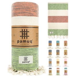 Pamuq® Beach Towel - XXL Sauna Towel / Bath Towel - Large Cotton Hammam Towel - Oeko-Tex® Shower Towel / Pestemal Hand Towel / Fouta / Pareo / Yoga Towel / Sports Towel / Sarong - For Men and Women