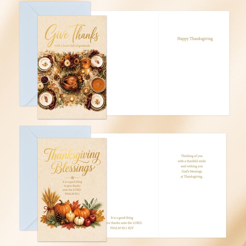 FLYAB 24 Pack Religious Thanksgiving Cards for Family Teachers Employees