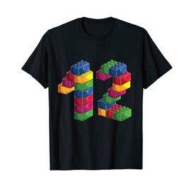 Builder 12 Year Old Building Blocks Birthday Bricks 12th T-Shirt