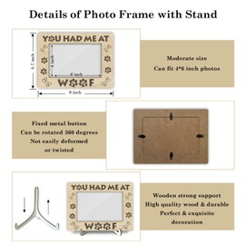 Tabletop Wood Photo Frame, You Had Me At Woof Dog Paw Desktop Picture Frame with Stand, Dog Owner Puppy Lover Gift, Home Table Decor Supplies for Living Room Study Bedroom (4x6" Horizontal) -29