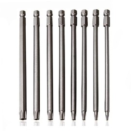 Fongmore 8PCS 100mm S2 Steel Torx Security Head Screwdriver Drill Set 1/4 Inch Hex Shank T8 T10 T15 T20 T25 T27 T30 T40