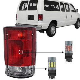 RUNEWAX LED Tail Light Combo for Ford E150 E250 E350 E450 E550 1995-2025, 3057 Reverse + Brake/Rear Turn Signal Light Kits, CANBUS Ready 12V Plug and Play, Pack of 4
