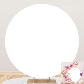 White Round Backdrop Cover 7.2x7.2ft Polyester Fabric Pure White Circle Phptography Backdrop Baby Shower Birthday Party Photography Background for Adult Kids Portrait Photo Studio Props