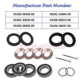 JINFANNIBI Front Wheel Bearings Seals Kit w/ Washer for Yamaha Grizzly 450 YFM450 2007-2014