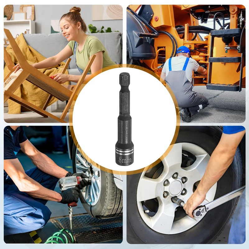 HARFINGTON 2pcs Magnetic Nut Driver 8mm Hex Drive Socket 2.56"