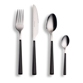 Echtwerk Besteck Set "Basic" mit Kunststoffgriffen, Campingbesteck, Picknickbesteck, leichtes Reisebesteck, Outdoor-Besteck für Grillen im Freien, 16-teilig, bis zu 4 Personen, Edelstahl 18/0, Schwarz