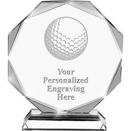 Golf Ball Crystal Awards, 6.75" Custom Golf Ball Award with Engraving Included