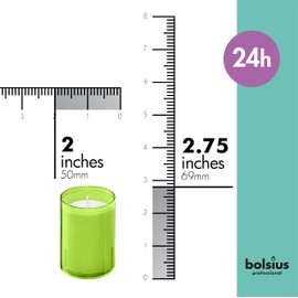 BOLSIUS 24 Hour Votive Candles - 20 Pack Relight Candles in Lime Green Unbreakable Plastic Cups - Premium European Quality - Unscented Smooth and Smokeless Candles