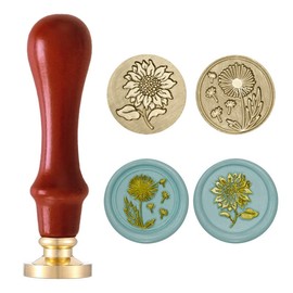 MICTER Wax Seal Stamp with 2 Removable Brass Head Seal Stamp and 1 Wooden Handle for Envelopes, Invitations, Cards, Gift, Retro Wax Seal