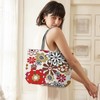 AfitLulu Large Canvas Tote Bag for Women, Foldable Floral Tote
