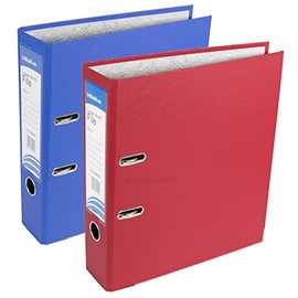 2 x Strong A4 Polypropylene Lever Arch Files Large Office Paper Storage Folders [RED & BLUE MIX]