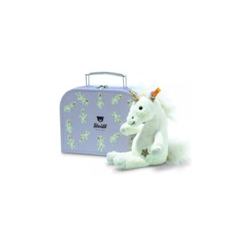 Steiff Unica Dangling Unicorn 20 cm White in Suitcase, Cuddly Toy Unicorn, Soft Cuddly Toy, Made of Cuddly Soft Plush, Stuffed Toy for Girls and Boys, Machine Washable