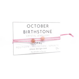 Birthstone Crystal Bracelet - Birthday Crystal Bracelet - Natural Gemstone Birthstone Bracelet (October - Opal)