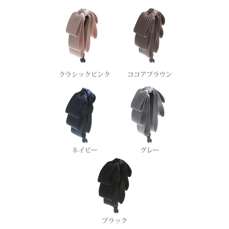 VINGTAINE H-935-BK Ribbon, Banana Clip, Satin, Thin, Medium, Hair Clip,