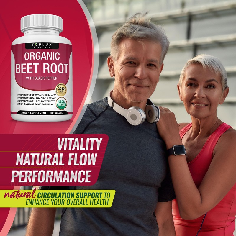 Organic Beet Root Powder Tablets - 2040mg Natural Nitric Oxide