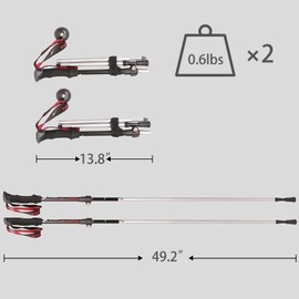 Ultra Light Trekking Hiking Poles Aluminum Alloy Collapsible Outdoor Walking Sticks, Alpenstock for Hiking, Camping, Mountaining, Backpacking (Black-2pcs)