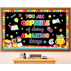 gisgfim Welcome Back to School Bulletin Board Decorations Set Colorful Classroom You are Capable of Amazing Things Paper Cutouts Motivational Bulletin Board Decor for Nursery Teachers Chalkboard Wall