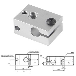 JUZITAO V6 High Temperature Copper Plated Heater Block 3D Printer V6 Heater Block Compatible with PT100 Cartridge Sensor V6 Hotend Prusa i3 MK3/MK3S Hotend(Pack of 8Pcs)