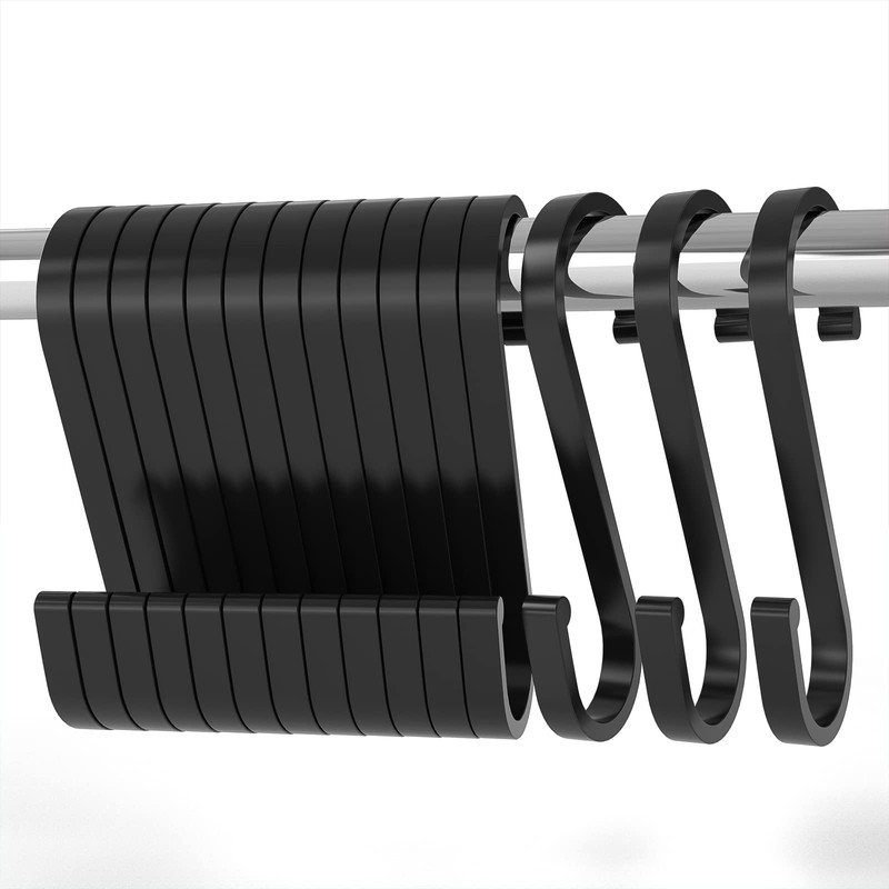LISOPO S Hooks, Pack of 12 S Hooks Black S-Hook