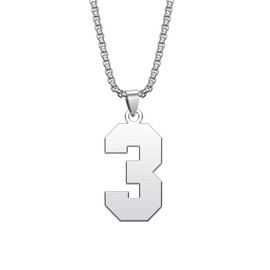 GMXLin Mens Number Necklace Stainless Steel Lucky Sports Baseball Football Softball Pendant for Best Friend Friendship Gift