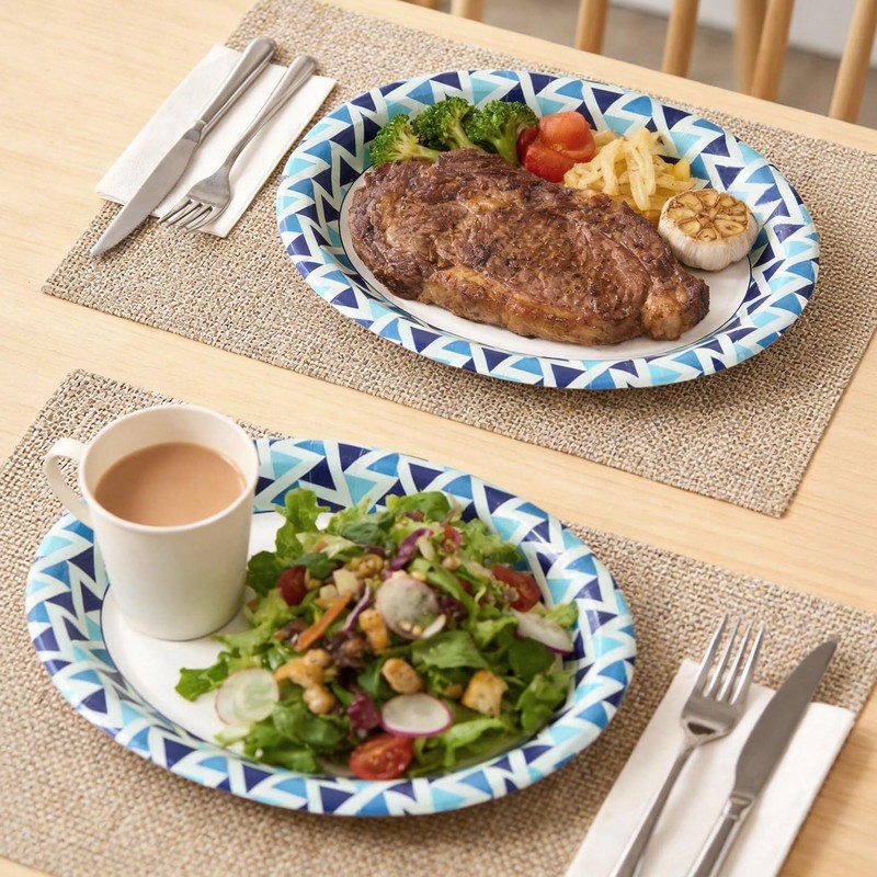 Paper Plates 12 Inch, 100 Count Oval Large Disposable Plates