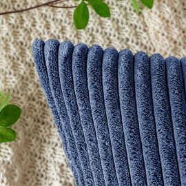 EMEMA Throw Pillow Covers Corduroy Decorative Soft Striped Square Cushion Covers Spring Pillowcases for Couch Sofa Bedroom Chair Car 16x16 Inch Pack of 2, Dusty Blue