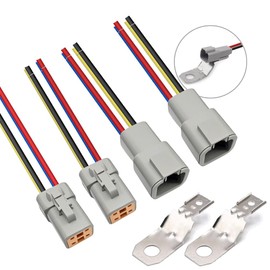 GRZWAYS DTP 4 Pin Connector with 12 AWG Cable Wire,4 Way Automotive Waterproof Electrical Connector Male Female Plug Wiring Harness,for Car,Truck,Boats,LED Work Light（2 Pairs）