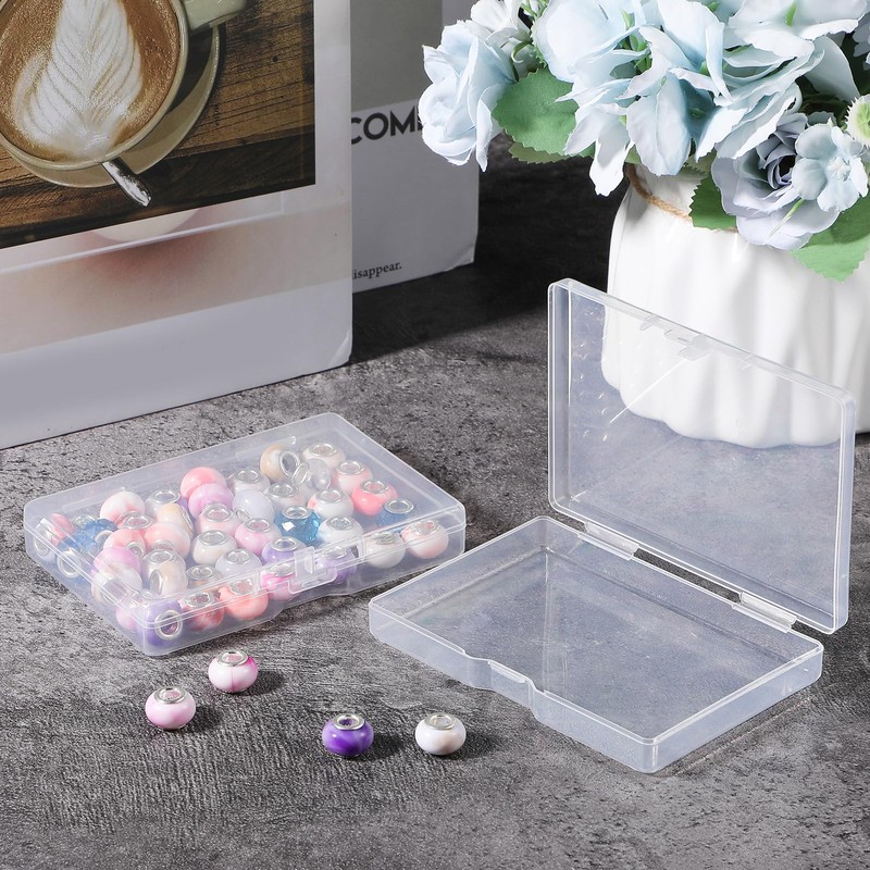 Wanmu Set of 4 Mini Plastic Clear Beads Storage Boxes,