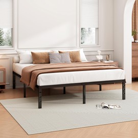 Hafenpo 14 Inch Queen Bed Frame - Sturdy Metal Platform Queen Size, No Box Spring Needed, Heavy Duty, Easy Assembly, Strong Bearing Capacity, Under Bed Storage, Black